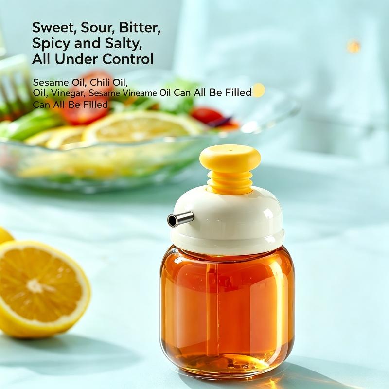 Glass Oil Dispenser Press Type Quantitative Control Leak Proof Nozzle For Home Kitchen Cooking Baking