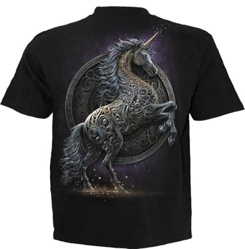 Spiral - CELTIC UNICORN (Unisex Black Short Sleeve T-Shirts) Large 3XL