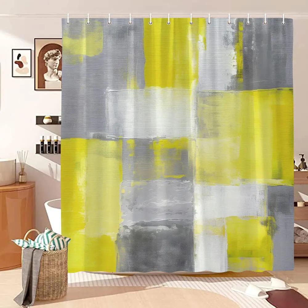 Vintage Geometric Lines Shower Curtain Modern Abstract Bohemian Minimalist Tones Polyester Fabric Shower Curtains Bathroom Decor