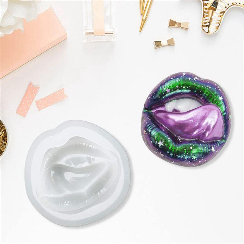 M-Modern-3 Piece Lips Resin Mold Resin Art Molds Ornament Silicone UV Epoxy Casting Molds B