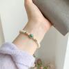 French-style Delicate Pearl Bracelet Turquoise Color-block Design, a Sophisticated and Luxurious Piece of Jewelry That Enhances the Complexion,