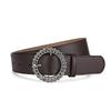 Autumn And Winter Women'S Belt Round Buckle Diamond-Set Literary Decoration Retro Simple Wide Belt Women