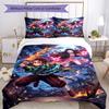 3pcs Duvet Cover Set (1*Duvet Cover + 2*Pillowcase, Without Core), Demon Slayer Print Soft All‑Season Bedding Set, Home Bedroom Decor Gift