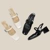 H988-36 Korean version bag head sandals women's square head back empty thick heel summer sandals with skirt one word with shoes children
