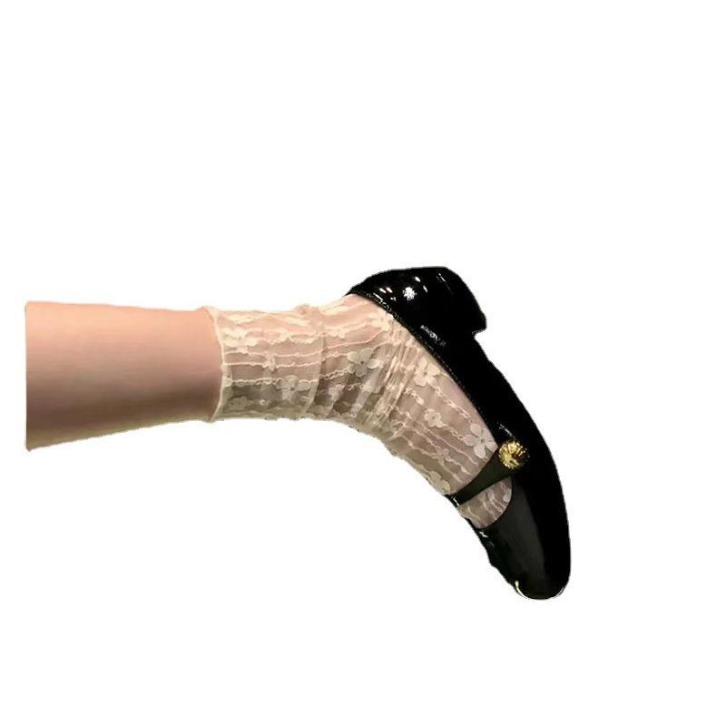 Ladies Spring and Summer Vintage Sweet Hollow Lace Mesh Calf Pile Pile Socks