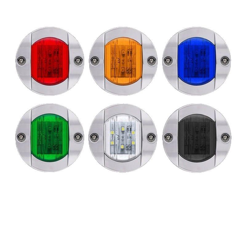 6LED Round Truck and Trailer Side Signal Lights, 12-24V for Boats and Vehicles