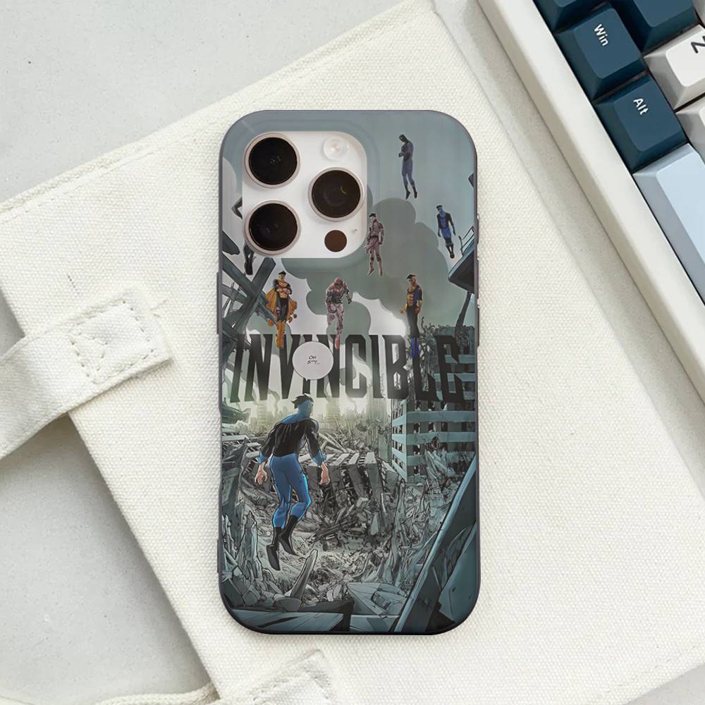 Popular Superhero Series I-Invincible Soft Corrugated Phone Case For IPhone 11 12 13 14 15 16 17 Pro Max Plus Pro