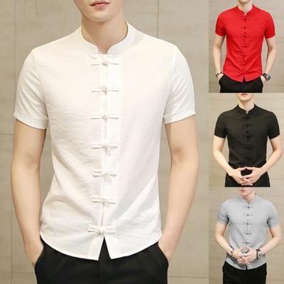 Traditional Chinese Tang Suit Men Plus Size Summer Short Sleeve Kung Fu Uniform