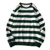 Men's Autumn Winter Round Neck Stripe Sweatshirt Pullover Tops Long Sleeved