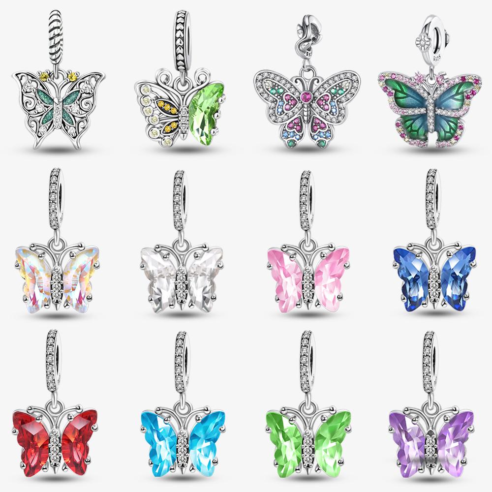 Brand New Copper Metal Murano Glass Butterfly Insect Authentic Original Bead Components Charm Bead Components Designed For Pan Bracelet High Quality
