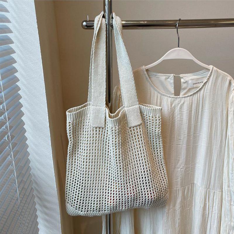 Women Shoulder Bags Large Capacity Crochet Tote Bag Fashion New Knitting Handbags Female Hollow Woven Shopping Bag