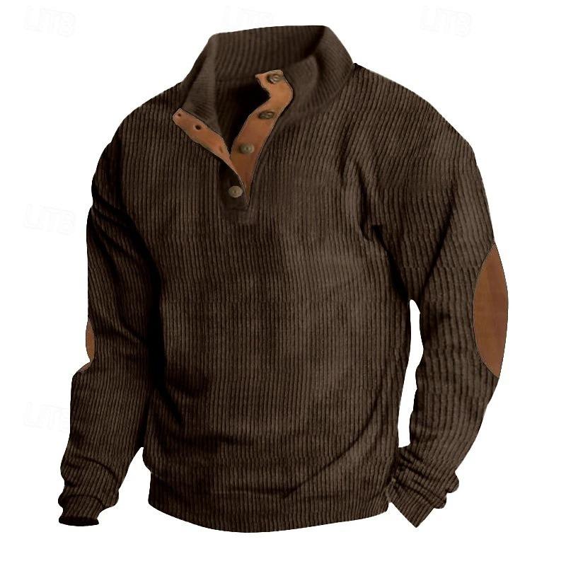 Men's Pullover for Autumn and Winter, Suede Lapel Striped Sweatshirt, Casual Striped Knitted Shirt for Young People