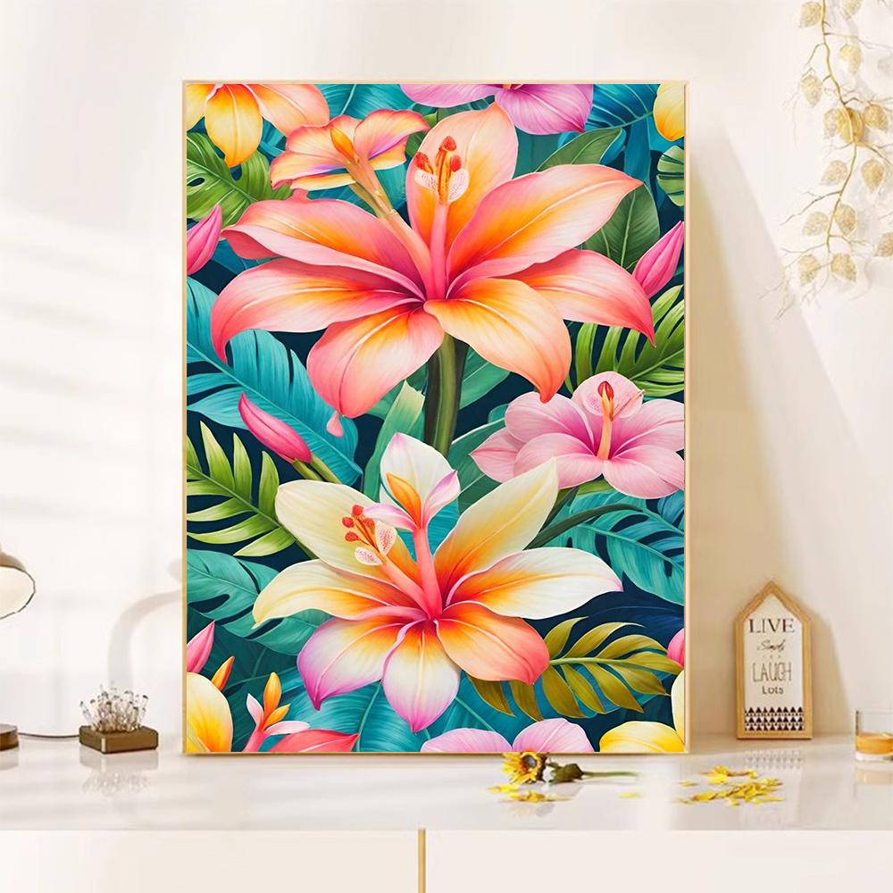 Vibrant Floral Diamond Painting Full Square Round Diamond Mosaic Embroidery Cross Stitch Kit DIY Home Decor Art Craft Gift