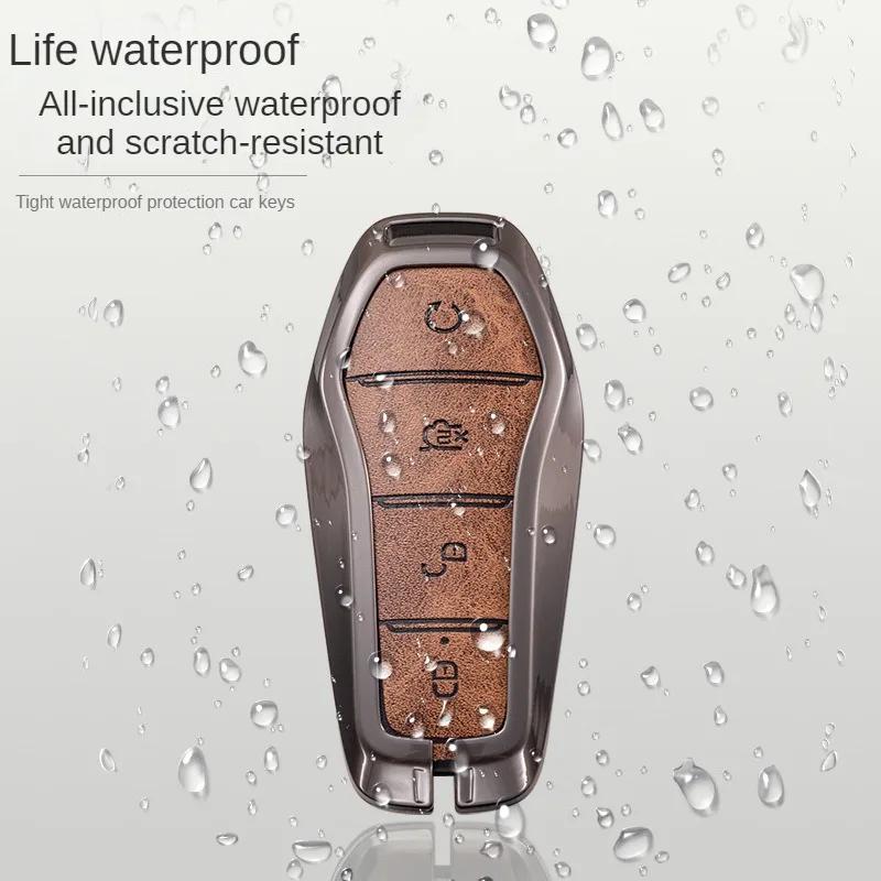Top Quality Key Case Cover for BYD Song Plus Atto3 Han EV Tang DM Qin Seal Dolphin Leather Metal Remote Keychain Car Accessories