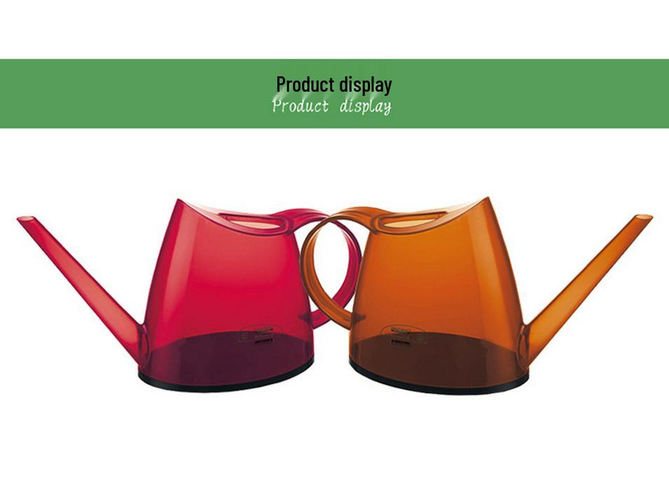 Long-Spout Transparent Watering Can for Gardens and Flowers, Colored Plastic, 2.5L Capacity.