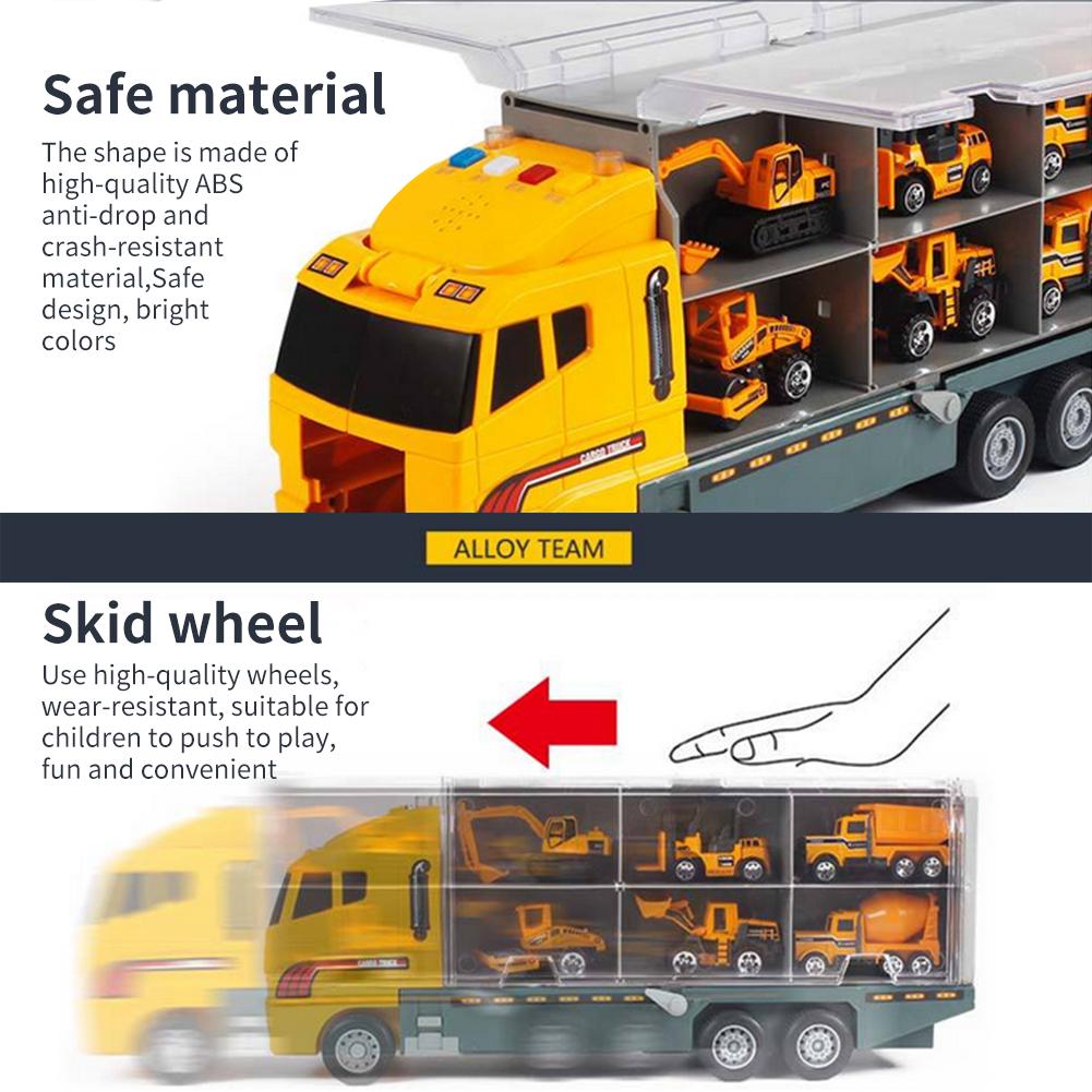 Big Trucks Set Mini Alloy Diecast Car Model Toys Vehicles Carrier Truck Excavator Tank Fire Truck Engineering Car Toys for Kids