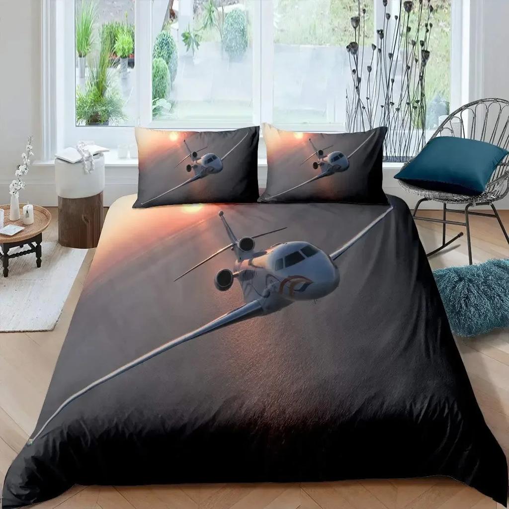 Airplane Fighter Flying Jet Comfortable Duvet Quilt Cover Pillowcase Bedding Set Children Bedroom Decoration Home Textile