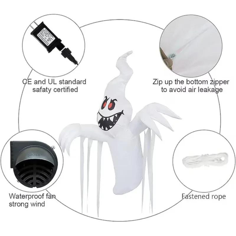 1.5M Halloween Inflatable Toys Ghost Outdoor Holiday Decor Courtyard Prop Built-in LED Lights Ornament Party Inflatable Model