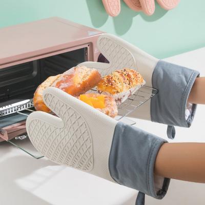 2 ks Trouba Rukavice Silikonové Zesílené Odolné vůči vysokým teplotám Proti popálení Mikrovlnná trouba Silikonové Protiskluzové Rukavice Kuchyňská Pečící Chňapka