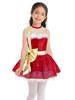 Kids Girls Shiny Sequins Christmas Dance Dress Santa Claus Costumes Ballet Tutu Dress Figure Ice Skating Dress