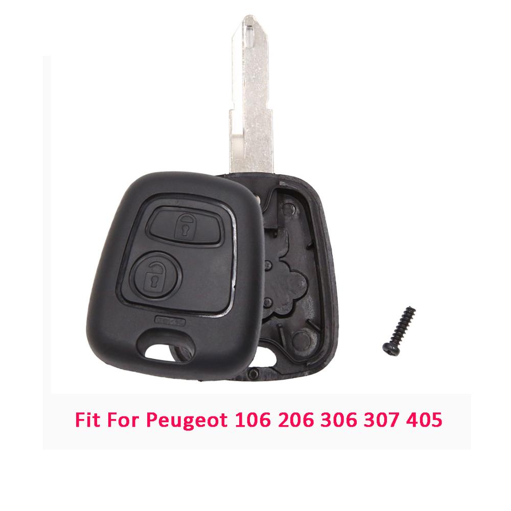 X Autohaux Auto 2 Buttons Uncut Insert Key Fob Case Remote Control Shell Car Accessories for Peugeot 106 107 206 207 306 307