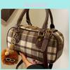 Woolen Plaid Bowling Bag Women Autumn Winter 2023 New Shoulder Crossbody Bag