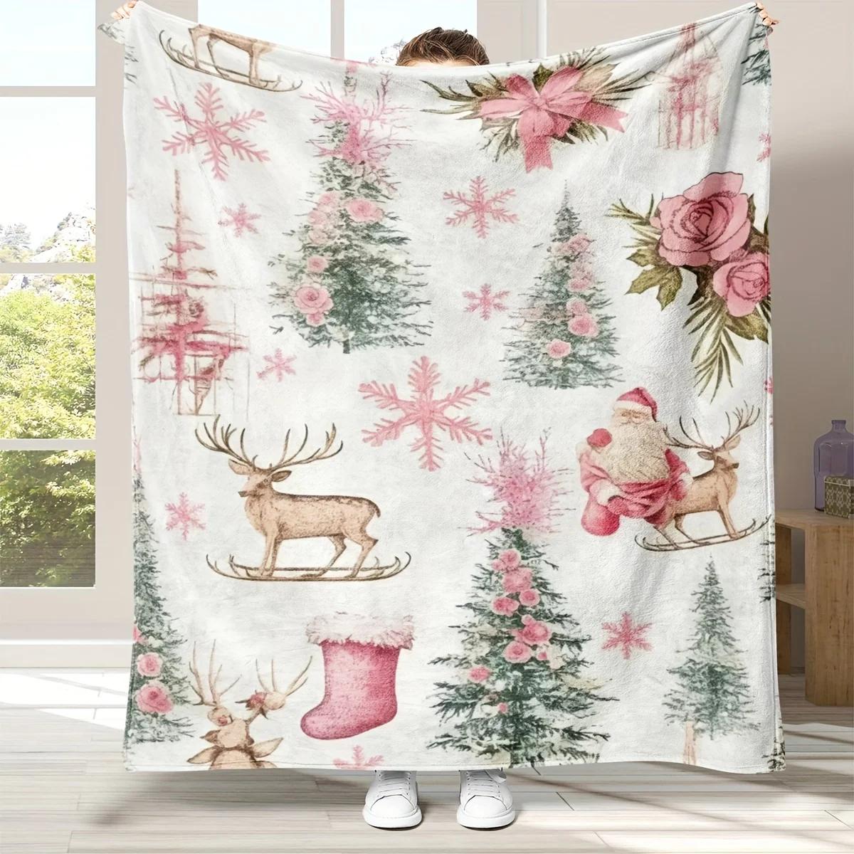 

Rustic Christmas 3D Digital Print Flannel Fleece Blanket, All-Season Soft Comfort Throw for Bed Sofa, Gift Camping, Travel, Home 75x90cm