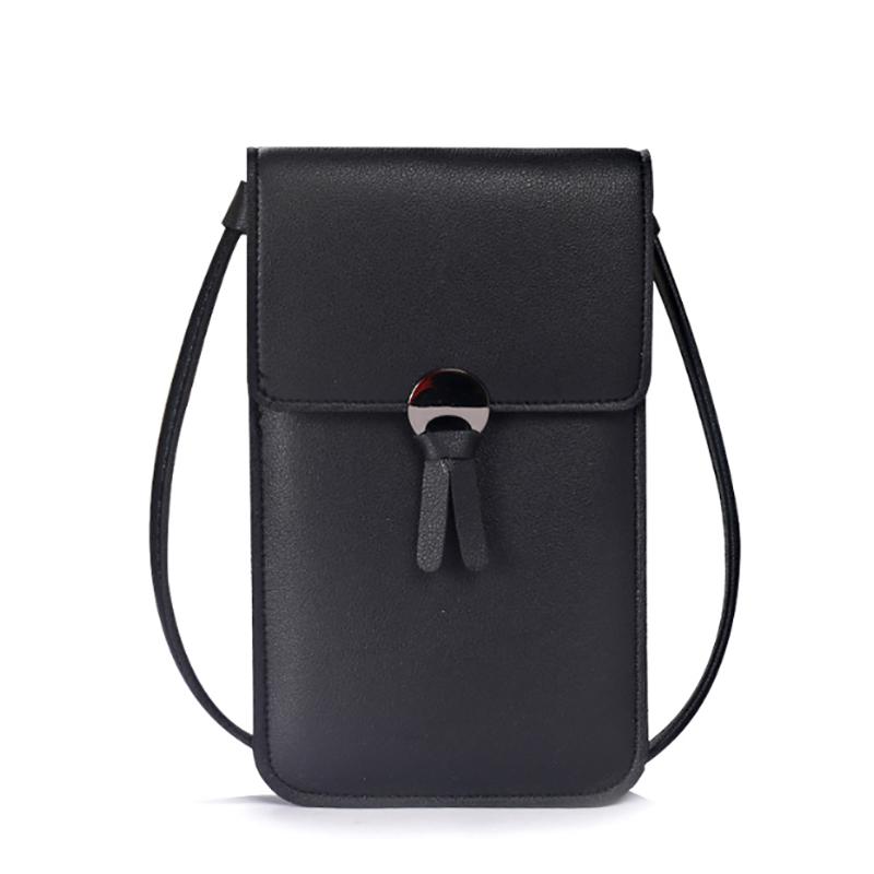 Women Transparent Touch Screen Mini Phone Pouch Shoulder Strap Mobile Bag With Snap Closure