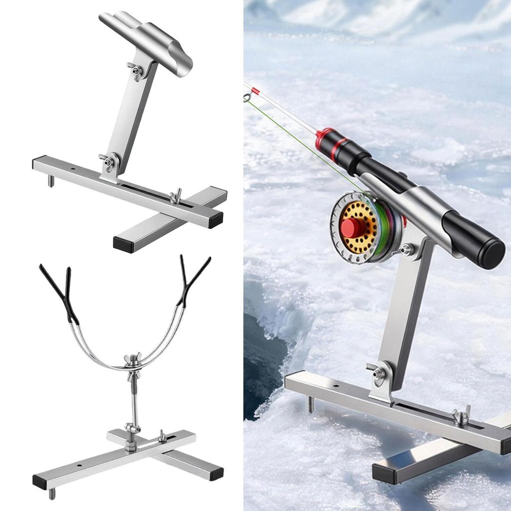 Adjustable Ice Fishing Rod Holder, Freestanding Winter Holder Made of Metal.