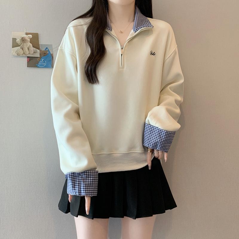 Plus Size Women s Embroidered Striped Patchwork Hoodie - Casual and Versatile. L