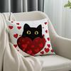 1Pc Valentine's Day black cat pillow cover, single-sided printed pillow sofa cover