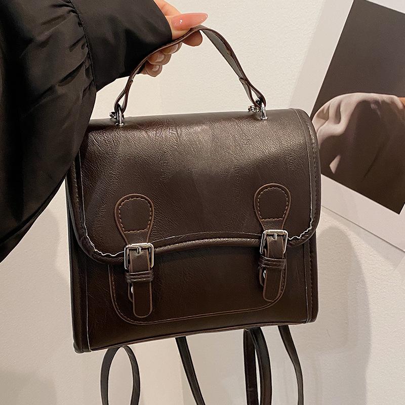 

Портативная красная сумка, женский трендовый модный рюкзак, универсальный рюкзак в студенческом стиле темно-коричневого