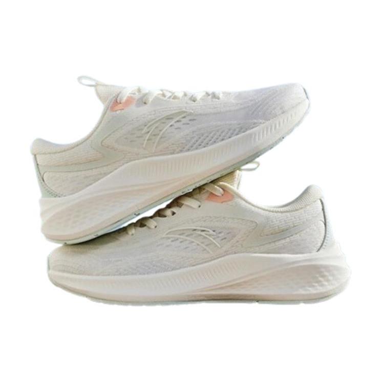 New Anta Road Run Cushioning Anti Slip And Wear Resistant Low Top Running Shoes Women's White Green Pink 922315519-1