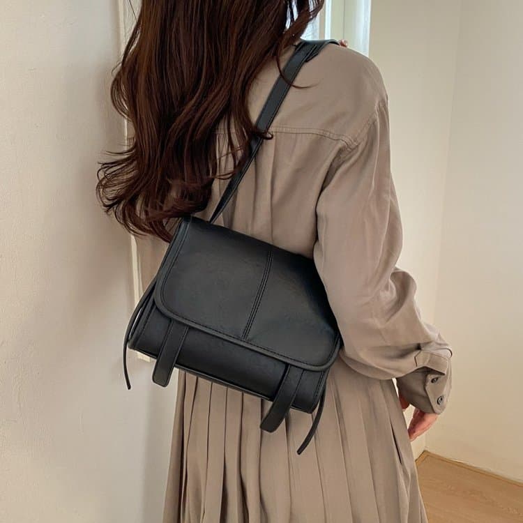 Ретро сумка-почтальон женская наплечная сумка-почтальон чёрный