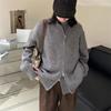 Autumn and Winter New Stand-up Collar Zipper Sweater Jacket Women's Fashion Simple Loose Knitted Cardigan Top
