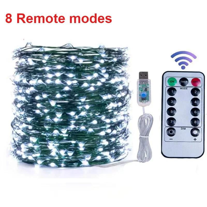 

8 режимов Зеленый медный провод Гирлянда из цветов 5/10/20 м Светодиодные гирлянды Рождество Свадьба Вечеринка Украшение 20M