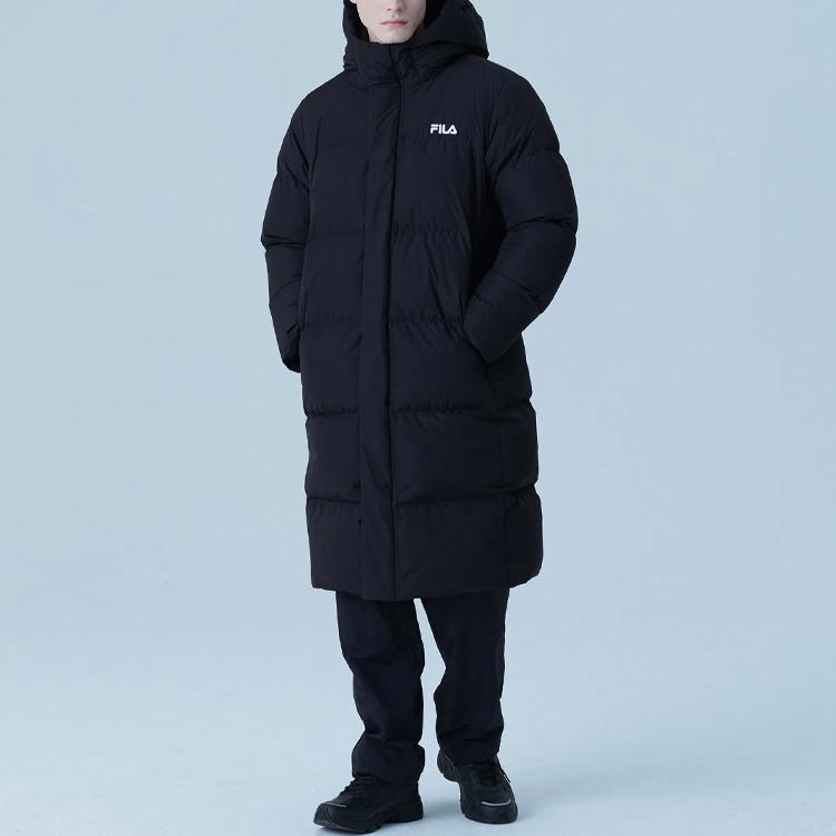 Fila Uformell Løs Glidelås Bokstavtrykk Hette Dunjakke Uten Logo Unisex Yttertøy Svart FS2DJG4104X-BBK