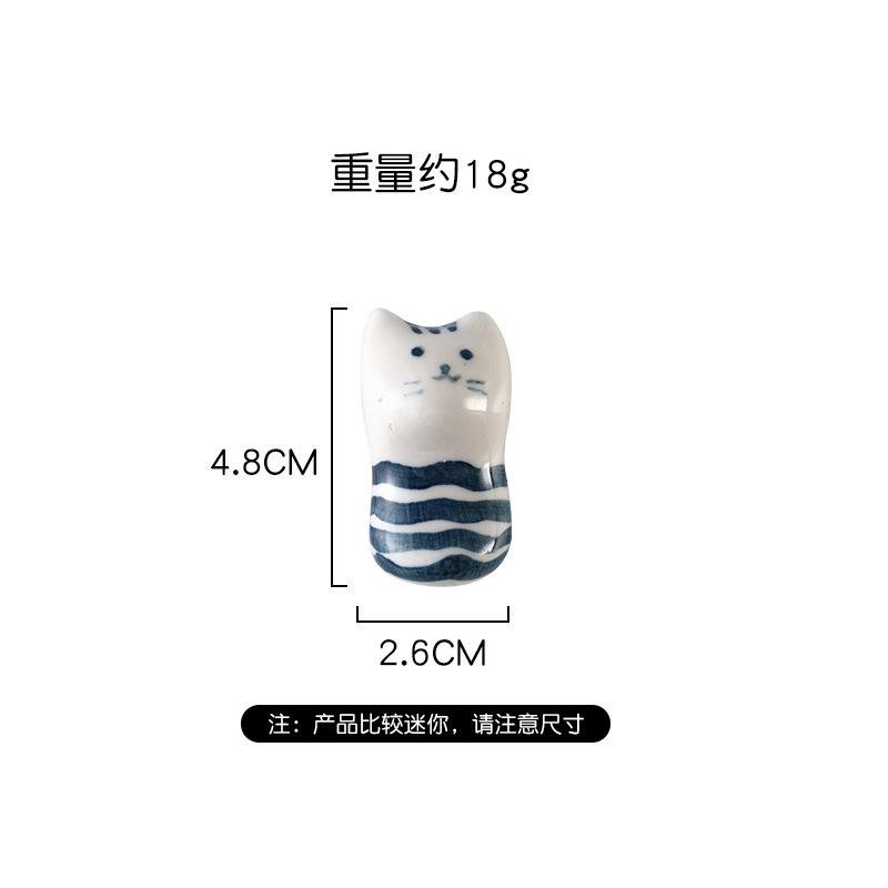 Hand-Painted Ceramic Chopstick Holder Pen Holder Cartoon Cat Japanese Ceramic Small Ornament Chopstick Holder Chopstick Holder Pillow