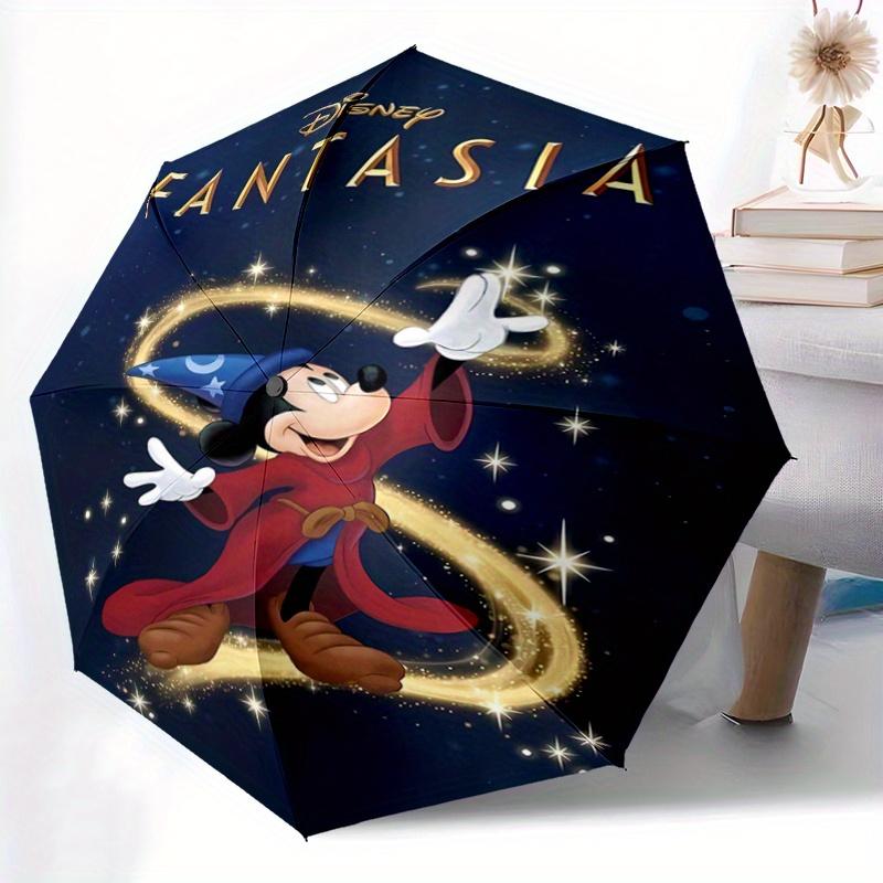 1pc Disney Fantasia Mickey Mouse Sorcerer's Apprentice Magic Wand Automatic Opening and Closing Umbrella - Lightweight 3-Fold Design, Suitab