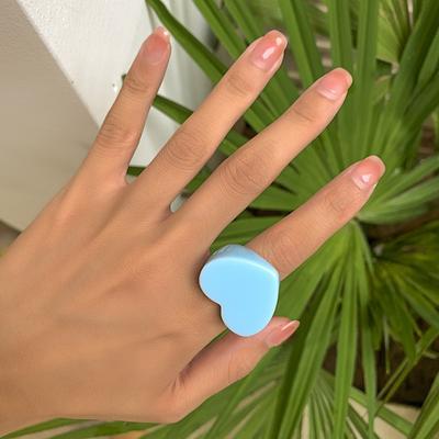 Personality Resin Geometric Ring Simplicity Ring New Peach Heart Shaped Ring