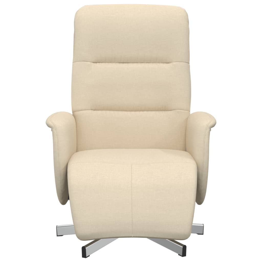Recliner with Footstool Cream Fabric
