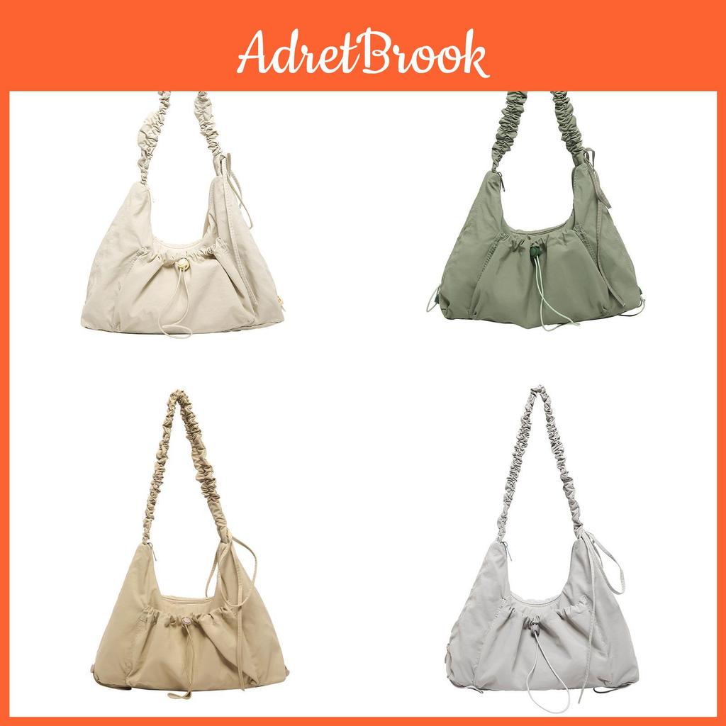 Nylon Folded Shoulder Bag For Women With Drawstring Design For Casual Travel