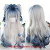 Synthetische lange Ombre bunte Cosplay Lolita Harajuku Perücke mit Pony natürliche wellige Halloween rosa lila blau tägliche Perücken