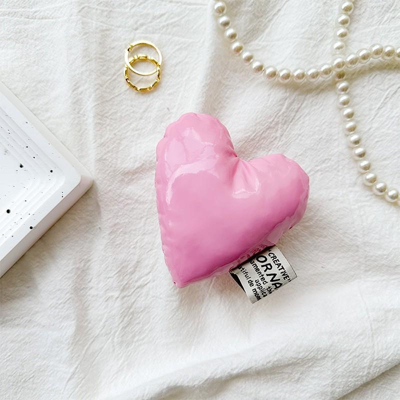 

Mobile Phone Airbag Holder Small Fresh Ins Korean Air Cushion Support Frame Solid Color Heart Leather Watching Following TV Dramas Niche