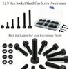 180-300pcs M2 M3 12.9 Alloy Steel Black Hex Head Screws High Strength Carbon Steel Metric Bolts for Heavy Duty Repair