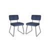 Chaise De Salle À Manger Melvin Bleu Marine, Lot De 2, Design Unique, Texture Rayée, Structure En Métal