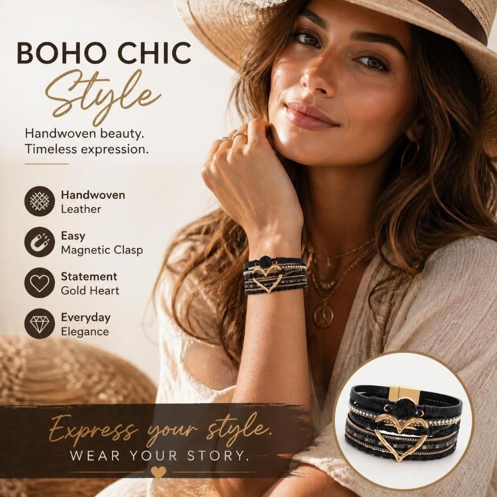 Magnetic Clasp Leather Bracelet Bangle Multi-layer Multi-Layer Bracelet  Festival Gift