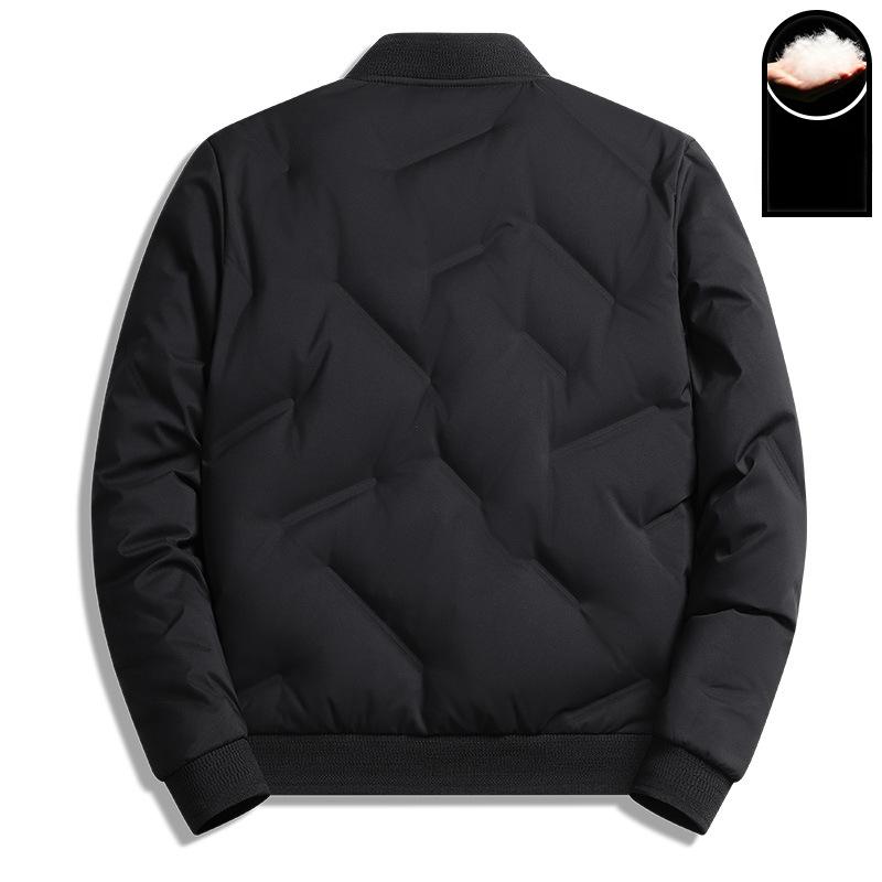 Doudoune Homme à Col Baseball Doudoune Courte d'Hiver Épaissie Chaude Grise en Duvet de Canard Veste Décontractée pour Jeunes