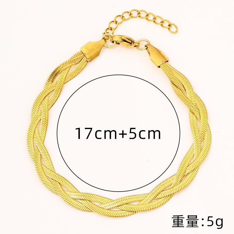 European and American extremely simple three-layer female flat snake blade titanium steel light luxury gold does not fade