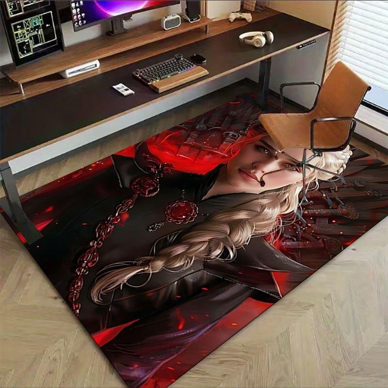 1pc Fire and Blood Office Carpet Chair Mats, Home Decor Mat Fantasy Theme Mat Durable Mat, Dragon Decor,Suitable for Fantasy Theme Lovers